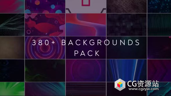 AE+PR模板-380种抽象形状渐变波数字落线图形运动纹理霓虹灯粒子速度线VHS背景动画包