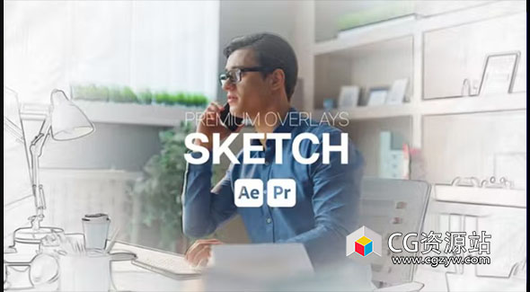 AE+PR模板-素描草图绘制艺术外观叠加特效 Premium Overlays Sketch