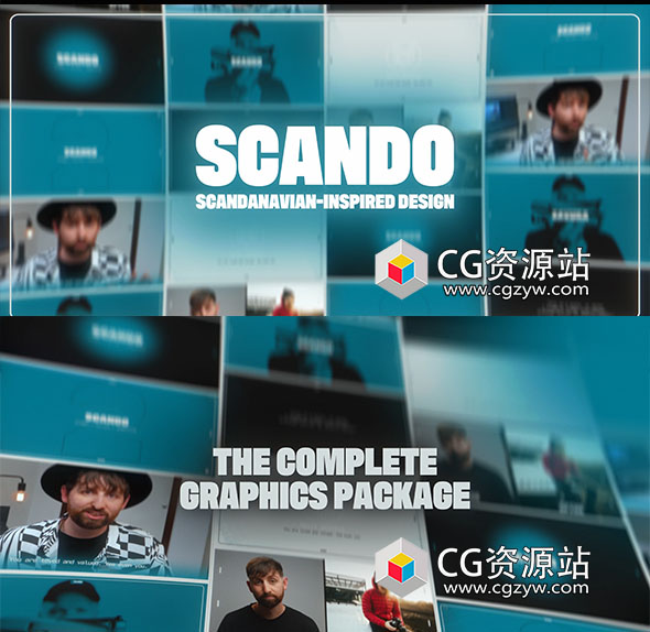 AE+PR模板-30个文字标题分屏图形转场动画 Scando