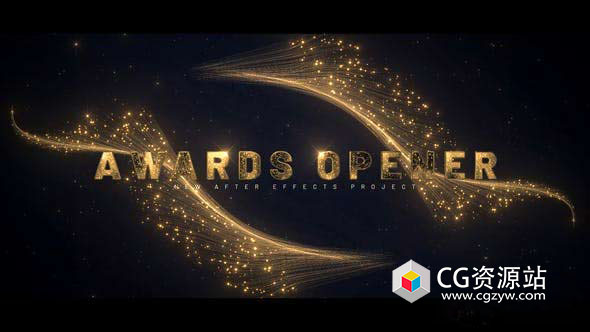 AE模板-电影颁奖华丽璀璨金色粒子开场文字片头 Awards Opener