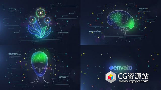 AE模板-概念大脑脸部智能科技感元素片头动画 Bio Technology Opener