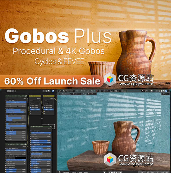 Blender预设-窗户植物焦散程序化灯光动态投影4K资产 Gobo’s Plus-图片1