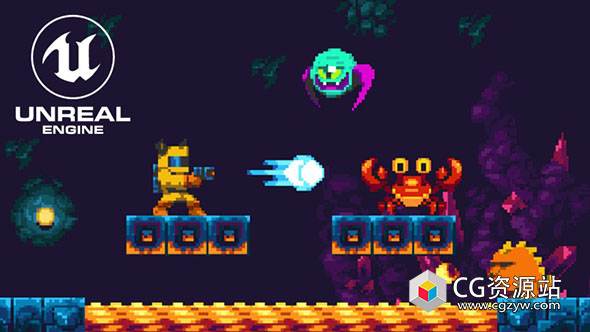 UE5虚幻引擎2D平台游戏制作视频教程+中文字幕