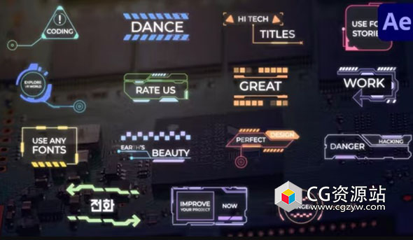 AE模板-科技感文字标题动画 Hi Tech Titles for After Effects