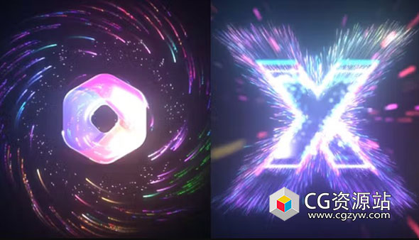 AE模板-发光彩色粒子logo动画 Colorful Particles Logo Reveal | 2 Versions