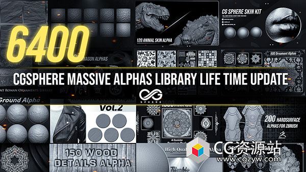 8250种Zbrush Alpha和笔刷CGSphere超级捆绑包 8250 Alpha And Brushes For Zbrush-图片1