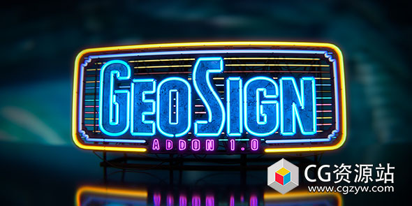 Blender霓虹灯广告牌插件 Geo Sign – Signs Generator v1.1.0