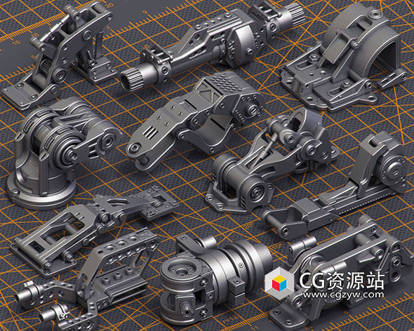 400组科幻硬表面机械零件雕刻细节3D模型 MAX/FBX格式 Mega Pack Sci-Fi Hard Surface-图片1