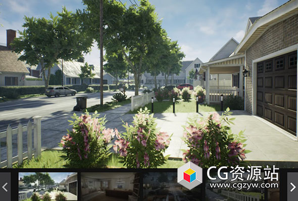 UE5郊区场景环境房屋包 Suburb Neighborhood House Pack (Modular)