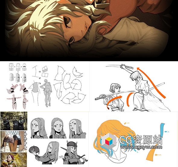 Coloso用基本形状绘制人物姿态动作绘画教程+中英文字幕-图片1