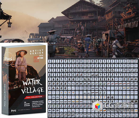 Blender/UE渔村木屋建筑人物角色村庄生活元素3D模型 BigMediumSmall – Water Village-图片1