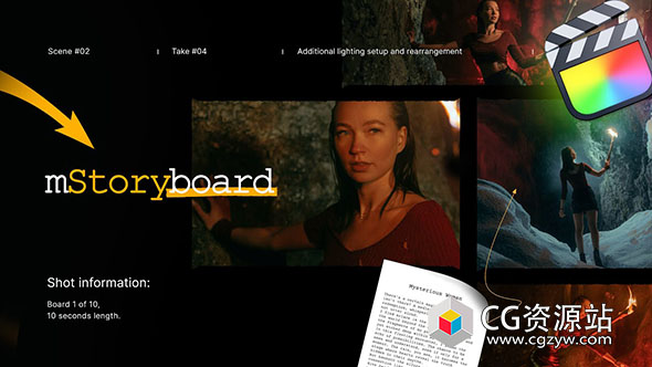 FCPX插件-72个故事板前期拍摄场景镜头构思示意版式动画预设 mStoryboard-图片1