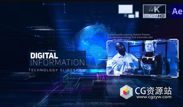 AE模板-企业宣传商业促销科技数字信息技术幻灯片动画 Digital Information Technology Slideshow