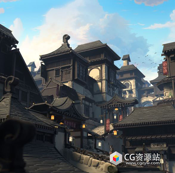 Blender中式日式古代建筑3D模型资产预设 Absorb3D – Medieval Asia