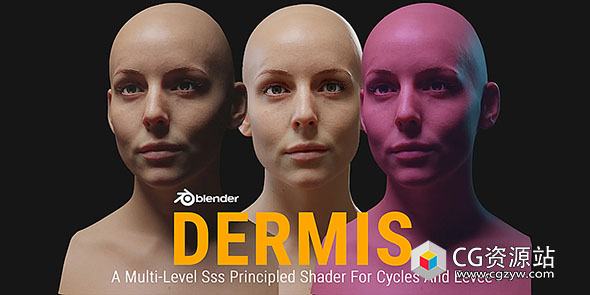 Blender多级SSS皮肤着色器资产预设 Dermis Shader v1.1
