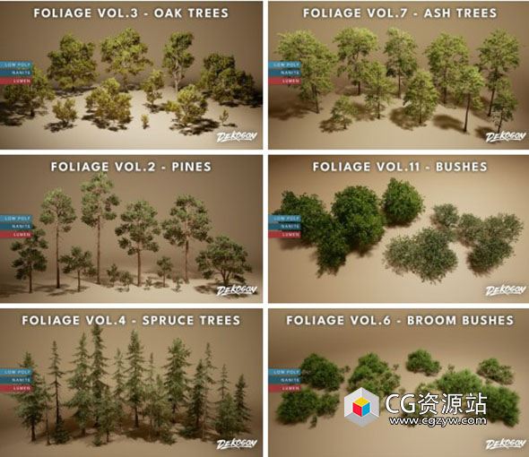 Unreal AAA级树木资产(Nanite and Low Poly) UE5.1 – 5.4