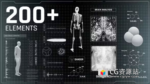AE模板-科技感医疗医学HUD信息图表动画 Medicine HUD Infographics