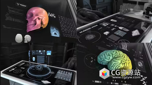 AE模板-200组科技感医疗HUD元素解剖信息图动画 200+ Anatomical Infographics