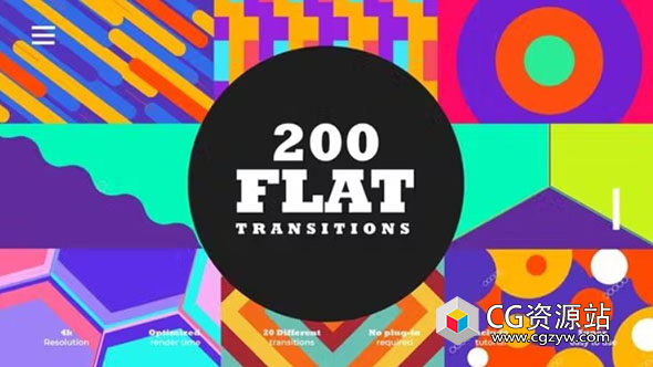 AE+PR模板-200组MG图形几何线条图案转场动画 Flat Transitions Pack