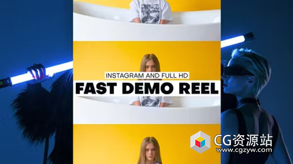 AE模板-横竖屏快速多屏拼贴照片视频开场 Fast Demo Reel