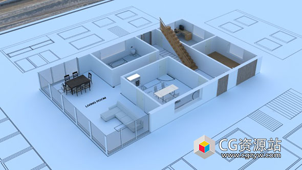 Blender完整建筑3D房屋建模照明设计与动画视频教程+中英文字幕