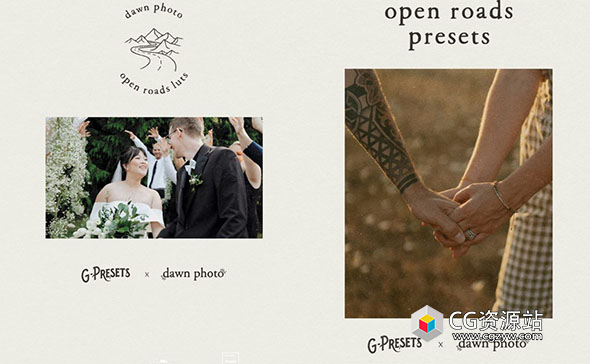 复古怀旧户外婚礼摄影视频调色LUTs预设+照片LR预设 G-Presets Open Roads LUTS