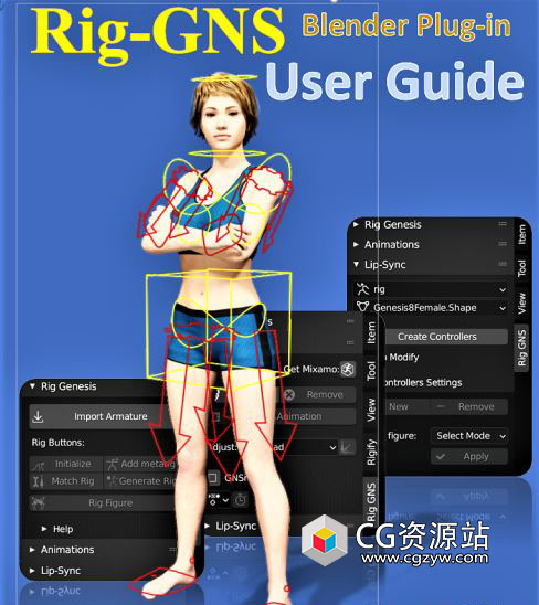 DAZ3D模型绑定动作导入Blender插件 Rig-GNS Pro v3.7.4 使用教程