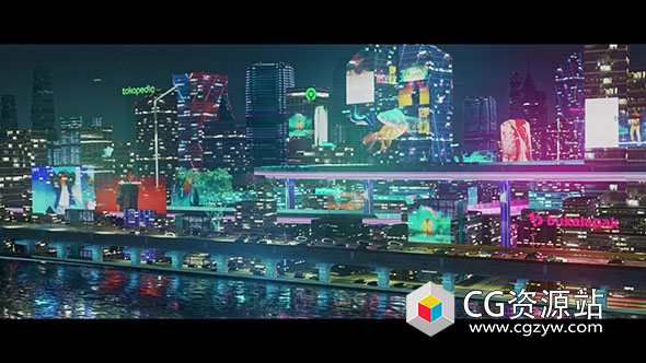 未来赛博朋克城市场景工程资产Blender预设 Futuristic City – EEVEE