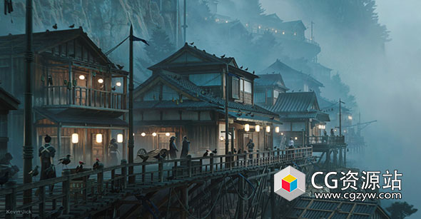 Blender日本村庄建筑环境场景3D模型 Japanese Village Kitbash-图片1