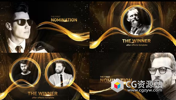 AE模板-金色拖尾粒子颁奖典礼开场片头 Awards Winner 2