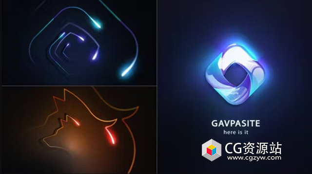AE模板-发光光泽Logo标志动画+音效 Logo Animation