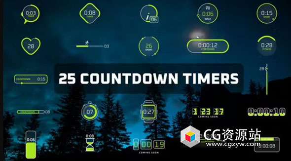 AE模板-25种带进度条倒计时器动画 Countdown Timers with Progress Bar