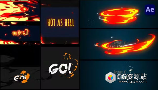 AE模板-彩色卡通火焰文字片头 Fire Logo Text Opener