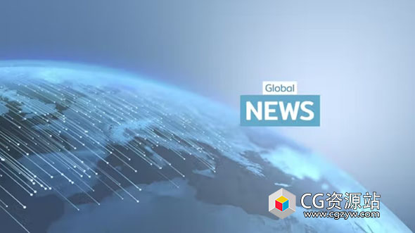 AE模板-光线粒子拖尾新闻栏目开场片头 Global News Intro