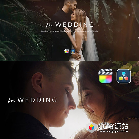 FCPX+达芬奇插件-浪漫婚礼视频剪辑元素文字标题排版转场过渡LUT预设 mWedding-图片1