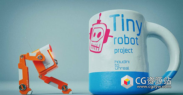 Houdini+UE5小型机器人建模贴图绑定动画教程+中英文字幕