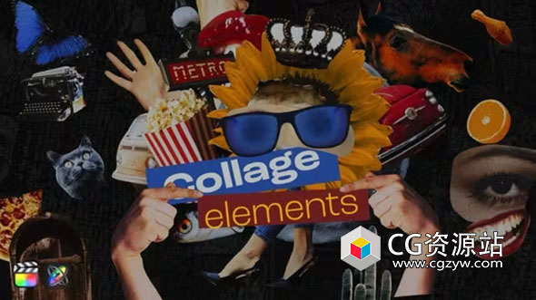 FCPX插件-40个创意复古定格动物物体食物贴纸动画预设