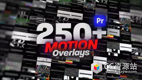 PR模板-268种运动图形信号故障失真叠加背景动画 Animated Motion Overlays Pack
