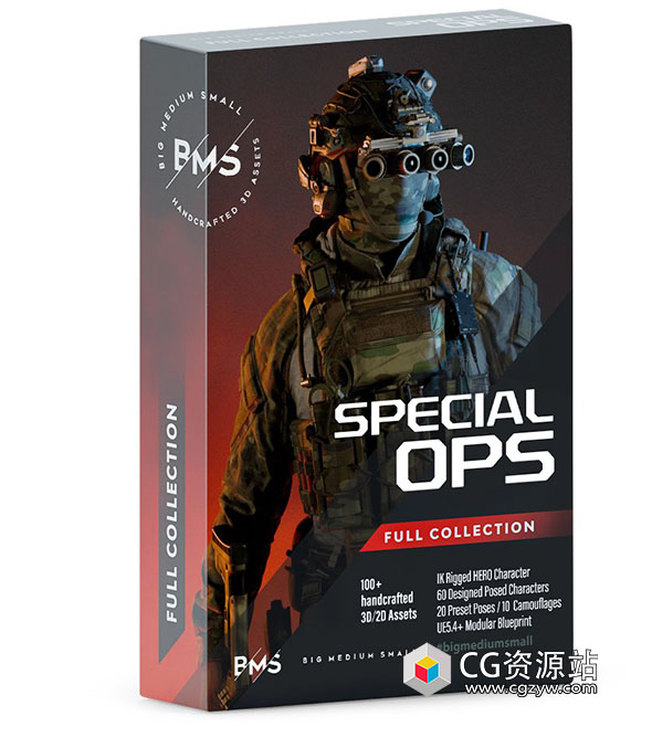 BMS特种部队人物角色动作绑定头盔衣服装备3D模型 SPECIAL OPS FBX/OBJ/UE格式-图片1