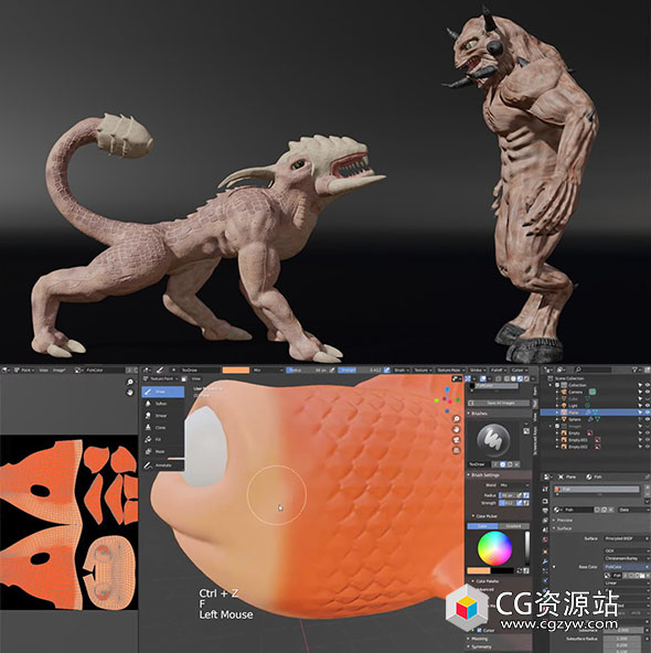 Blender模型雕刻拓扑绑定纹理绘制动画全流程教程+中英文字幕-图片1