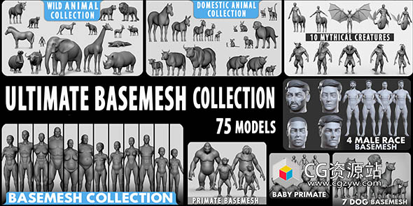 Blender/Maya人物角色动物基础3D模型 Ultimate Basemesh Collection-图片1