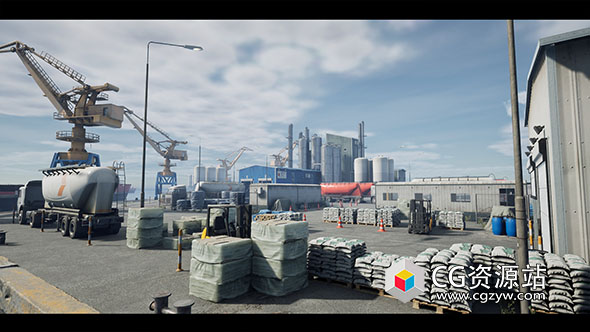 Unreal港口工业环境仓库道具车辆船舶 Port UE5.1