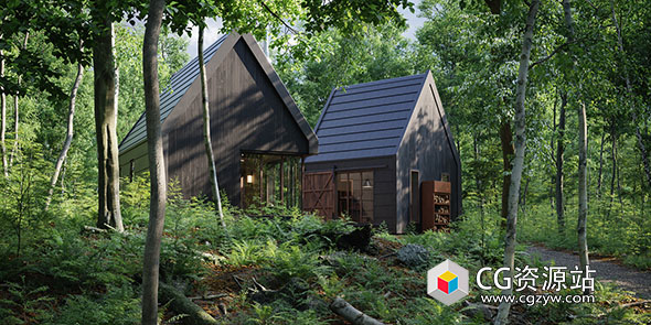 Blender森林场景绿树成荫现代房屋场景3D模型资产 15Th Anniversary Scene For Blender-图片1