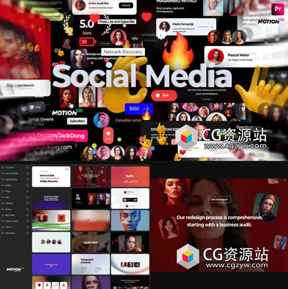 PR脚本-517种网络社交媒体图形包文字标题排版预设 Social Media Graphics Pack-图片1