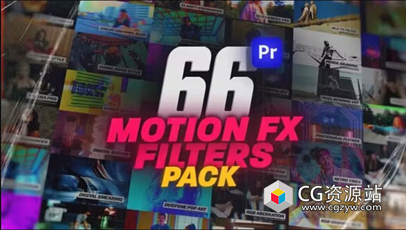 PR模板-66种老电影故障视觉特效滤镜包 Motion Effect Filters Pack