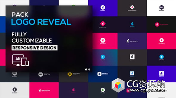 AE模板-40种专业设计扁平化图形标志logo动画 Flat Logo Reveal Pack