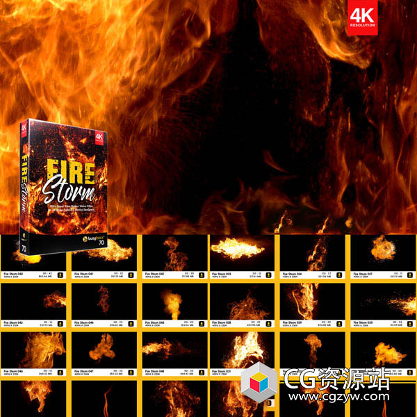 81组4K火焰燃烧喷射特效合成叠加视频素材 含透明通道文件 Fire Storm BBV70-图片1