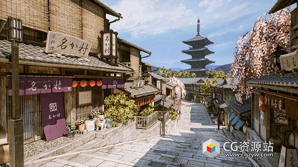 Unreal日本京都小巷街道建筑场景 Kyoto Alley UE4.27+