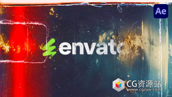 AE模板-胶片损坏复古打孔烧伤噪点模拟logo显示+音乐 Cinematic Film Burn Logo