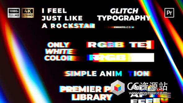 PR模板-9组RGB色彩分离文字标题动画 RGB Titles